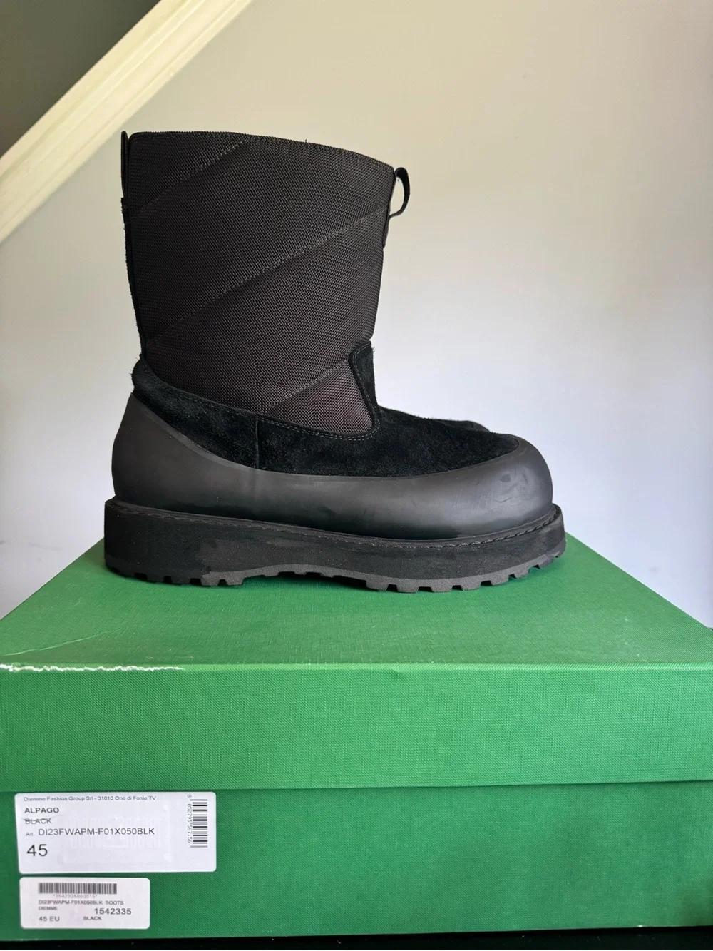 Diemme Alpago Boots Black EU 45 US 12 Made in Italy Original Box